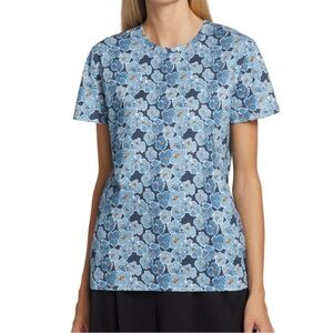 Saks Fifth Avenue Blue Floral Short Sleeve Top